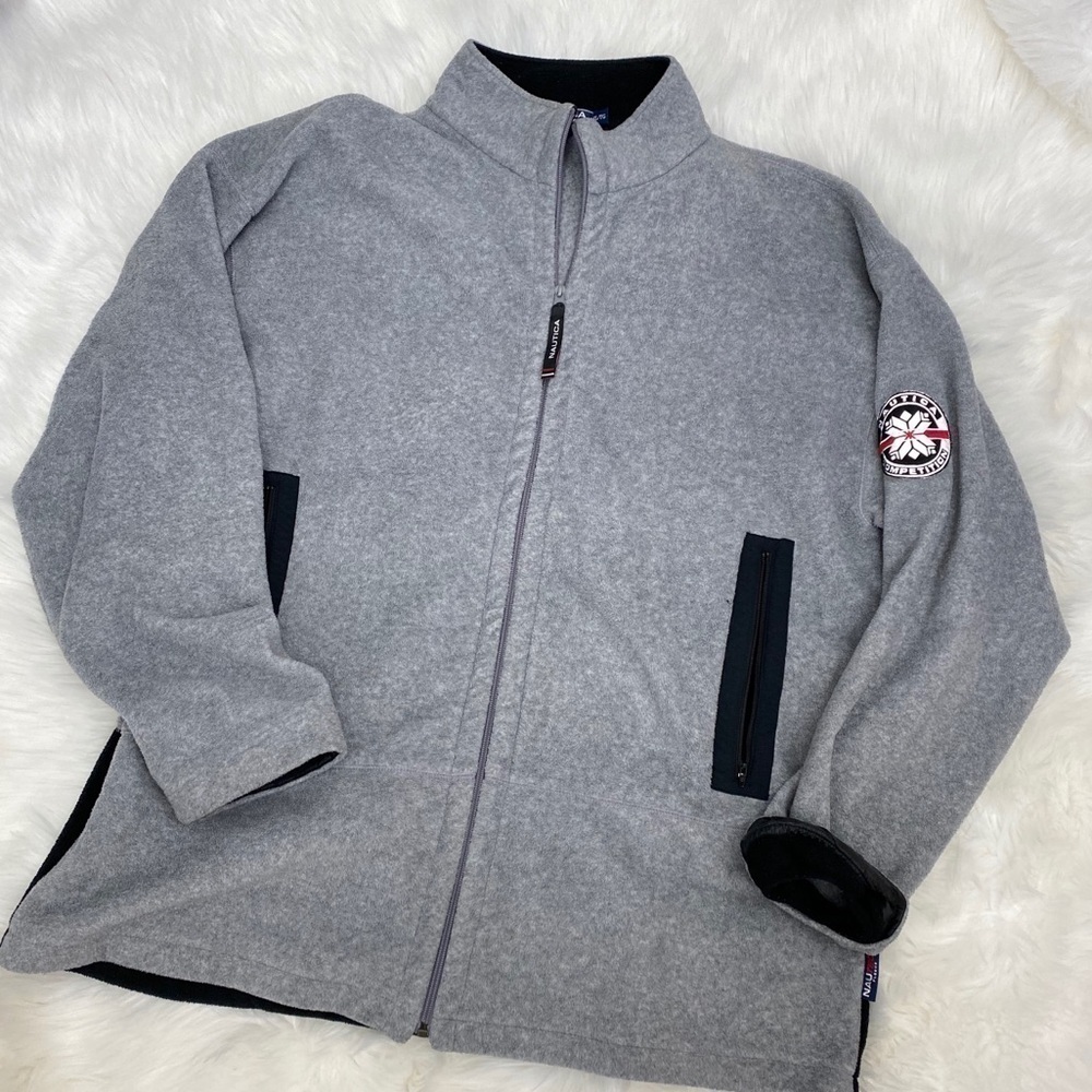 Nautica Full Zip Grey Fleece w Back Logo XL